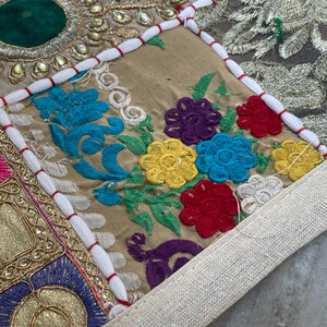 Boho Patchwork Table Runner, Hand-Embroidered Wall Hanging, Reclaimed Vintage Fabrics image 9