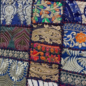 Boho Patchwork Table Runner, Hand-Embroidered Wall Hanging, Reclaimed Vintage Textiles image 6