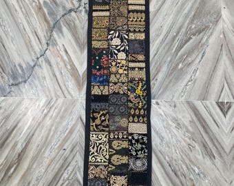 Boho Patchwork Table Runner, Indian Hand-Embroidered Wall Hanging, Reclaimed Vintage Fabrics