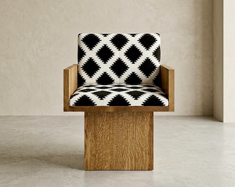 Minimalistische massief houten accentstoel, moderne geometrische fauteuil Handgemaakte luxe statement stoelen - Babul Wood