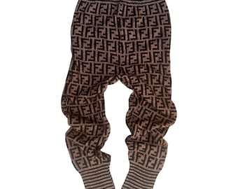 Pantaloni da jogging vintage Fendi FF in maglia con monogramma.