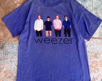 Vintage 2001 Weezer Green Album T Shirt Size L (W 21 X L 31