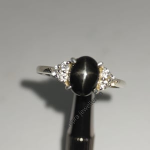 Natural Black Star Sapphire Diopside Ring, Black Star Ring, Black Star Gemstone, 925 Sterling Silver, Black Star Ring, Mothers Day Gift