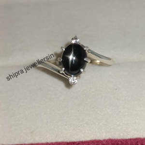 Natural Black Star Sapphire Diopside Ring, Black Star Ring, Black Star Gemstone, 925 Sterling Silver, Black Star Ring, Mothers Day Gift