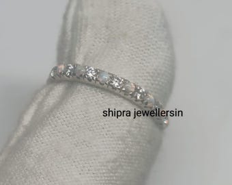 Gemstone White Opal Silver Ring, 925 Silver Ring, White Round Opal Silver Ring, Handmade Silver Ring , Sterling Silver For Women
