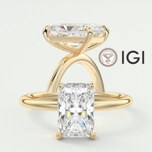 Solitaire 2 Carat Lab Grown diamond engagement Ring Emerald Cut  2 | 3 | 4 | 5 | CARAT D VVS2 Excellent CUT  | IGI Certified