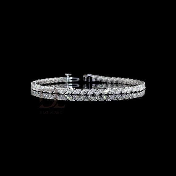 5.50 Carat Marquise  Lab Grown Diamond Tennis Bracelet | E-F Color VS Clarity | Ethical Luxury Diamond Bracelet | 14K Solid Gold