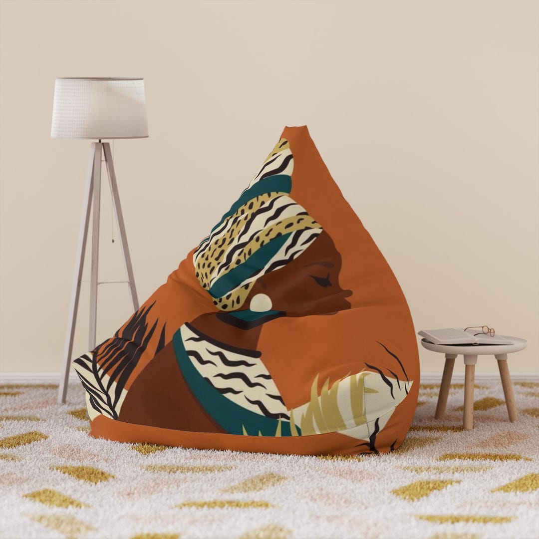 Tropical Leaf Pattern Bean Bag Chair Cover Rust Orange, Abstract