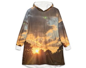 Sunset Unisex Hooded Blanket, Cozy Blanket Hoodie, Warm Snuggle Wear, Outdoor Blanket for Camping, Gifts for Relaxation