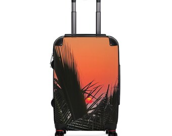 Tropical Sunset Suitcase, Travel Luggage, Beach Vacation Bag, Baggage with Sunset Design, Summer Getaway Essentials