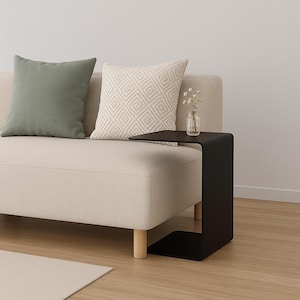 Modern Metal C Shaped Side Table – Minimalist Sofa End Table for Living Room, Laptop, Coffee, Snack and Space Saving Furniture