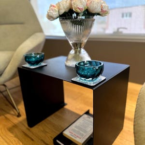 Modern Metal Coffee Table: Minimalist Black Industrial Side Table