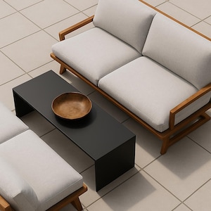 Minimalist Black Metal Coffee Table: Modern Indoor Outdoor Decor
