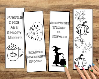 Printable Coloring Bookmarks-Fall Themed Coloring Bookmarks