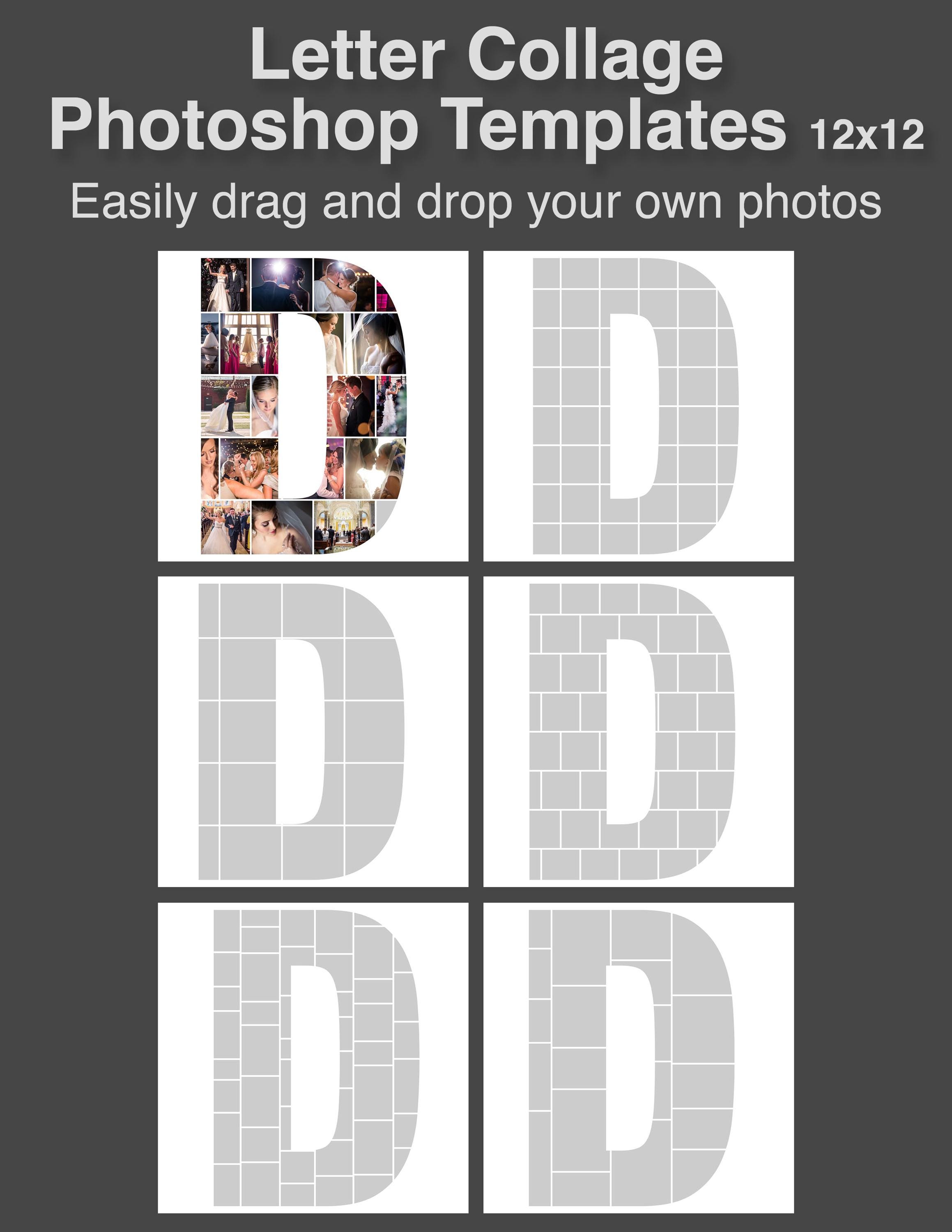Letter Photo Collage Templates (A–Z) – Photoshop – Drag & Drop Layouts ...