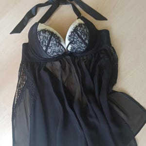 Ann Summers Black Lace Babydoll Lingerie Size M