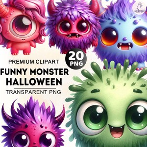 20+ Baby Monster Clipart Bundle, Halloween Png, lustige Monster Clipart, Aquarell süße Monster Png, Herbst Vibes Clipart, Spooky Saison Png