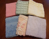 30 6 x6 Pastel Colors Chenille Quit Squares, Pastel Chenille Quilt Set, Chenille Fabric, Vintage Bedspread, Baby Quilt Set, Quilt Squares