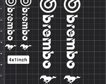 4x Reflective White 6 piston Brembo Mustang decals Ford Custom