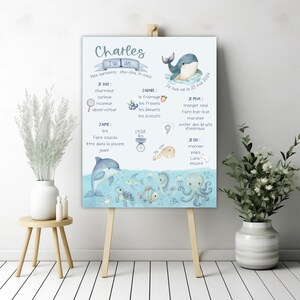 Manifesto per feste - oceano, primo compleanno, 1 anno, festa per bambini, souvenir