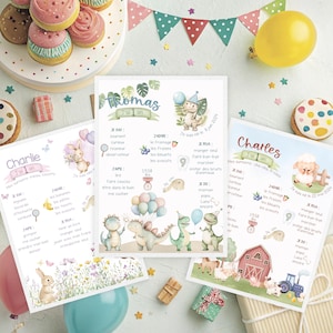 Personalized poster - theme of your choice, first birthday, 1 year old, children's party, souvenirs