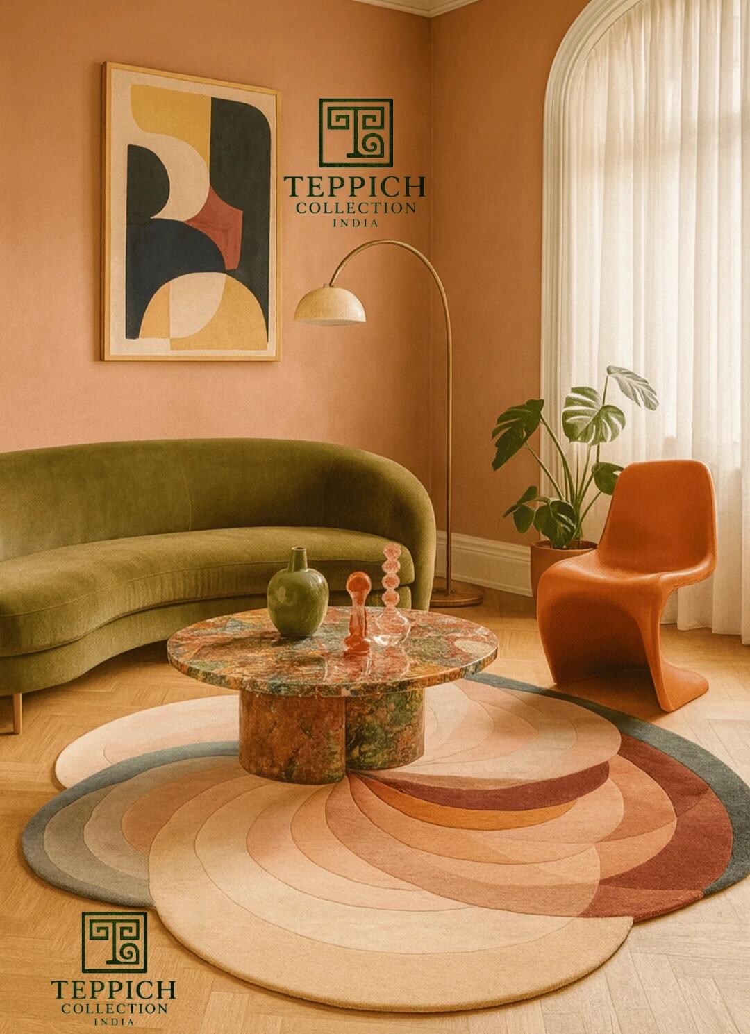 Modern Petal-shaped Hand-tufted Rug – Multi-tone Abstract Design in New ...