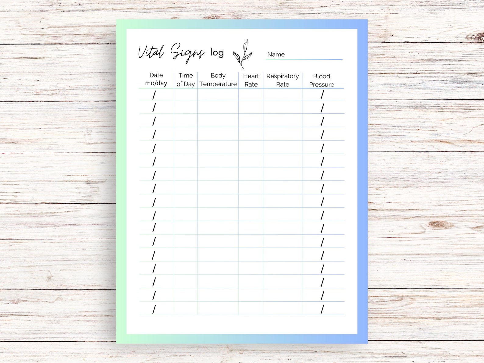 Sign Without Tracker Vital Signs PRINTABLE Tracker, 4 Main Vital Signs Tracker, Blood ...