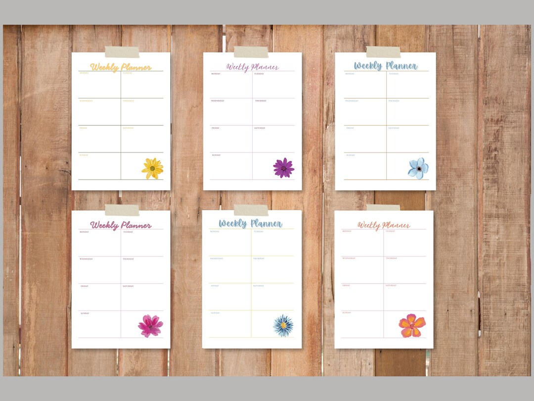 Watercolor Floral Weekly Planner Bundle: 6 Undated Printable Flower ...