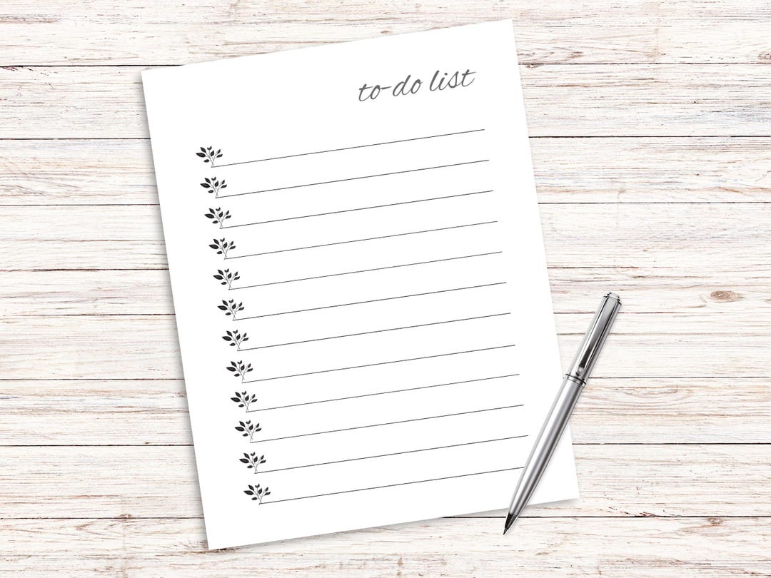 Minimalist to Do List PRINTABLE Botanical Daily Task Tracker Ink ...