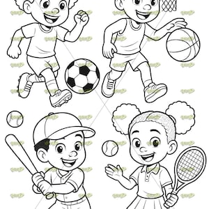 KID MULTISPORT - Canvas Printable/ Pre Drawn Outline Canvas/ DIY Canvas/ Party/ Paint Kit