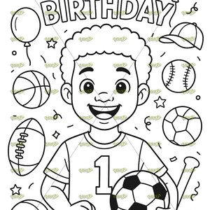 KID SPORTS Happy Birthday - Canvas Printable/ Pre Drawn Outline Canvas/ DIY Canvas/ Party/ Paint Kit/