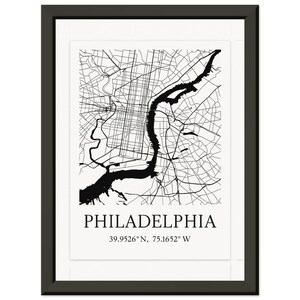 Minimalistische Philadelphia Map gerahmtes Poster