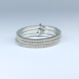 Moissanite Eternity Band, Multi Link Band Ring, Silver Three Ring Set, Full Eternity Ring, Statement Ring, Minimalist Ring Interlocking Ring