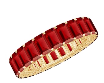 Rot Rubin Voll Eternity Band, Smaragd Schnitt Edelstein Ewigkeit Band, Juli Birthstone Rubin Bandring, 925 Sterling Silber Band, handgemachter Schmuck