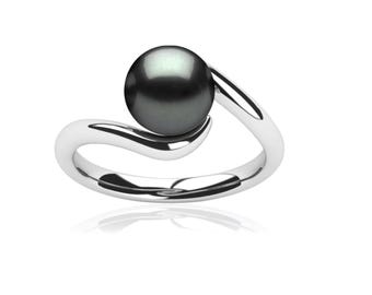 100% Natural Black Pearl Ring, Tahitian Black Pear Ring, Black Pearl Crossover Ring, 925 Sterling Silver Ring, Handmade Pearl Jewelry Gifted