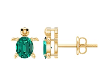 6 x 4 mm ovale edelsteenoorbellen, groene smaragdgroene schildpadstekers, vergulde 925 sterlingzilveren oorbellen, handgemaakte schroefsluiting sieraden cadeau