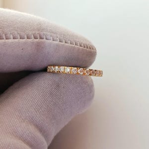 Moissanite Half Eternity Band Ring, 14k Gold Plated Sterling Silver