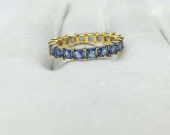 Blau Tansanit Ring-Tanzanit Ring Band Ring-Tansanit voller Eternity Ehering - Eternity Ring - Lab erstellt Tansanit Stapeln Saphir Ring