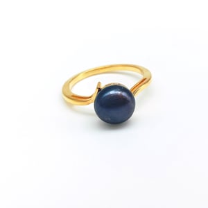 Tahitian Black Pearl Ring, 925 Sterling Silver Black Pearl Ring For Women, Solitaire Pearl Ring, Engagement Ring For Women Jewelry Gifted