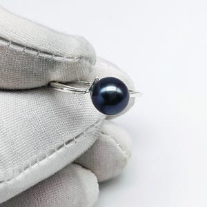 Tahitian Black Pearl Ring, 925 Sterling Silver Black Pearl Ring For Women, Solitaire Pearl Ring, Engagement Ring For Women Jewelry Gifted