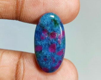 Natural Ruby Kyanite Oval Shape Cabochon Gemstone : Loose Gemstones (25x13x4 mm 14 Ct. ) T-5642