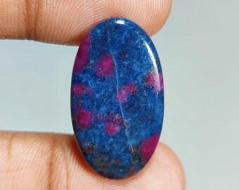 Natural Ruby Kyanite Oval Shape Cabochon Gemstone : Loose Gemstones (29x17x4 mm 21 Ct. ) T-5639