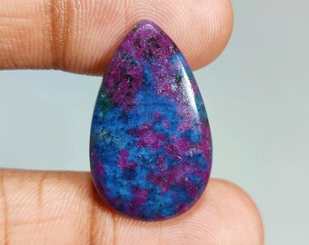 Natural Ruby Kyanite Pear Shape Cabochon Gemstone : Loose Gemstones (29x17x4 mm 20 Ct. ) T-5646