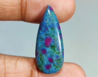 Natural Ruby Kyanite Pear Shape Cabochon Gemstone : Loose Gemstones (31x13x5 mm 22 Ct. ) T-5647