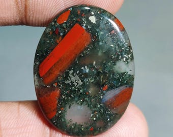African Bloodstone Natural Polished Cabochon : Oval Gemstone ( 25 Ct, 33X24X4 mm ) T-6103