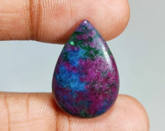 Natural Ruby Kyanite Pear Shape Cabochon Gemstone : Loose Gemstones (27x18x5 mm 21 Ct. ) T-5645
