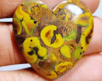 Cabujón de jaspe frutal natural en forma de corazón, gema suelta (30 x 29 x 5 mm, 38 quilates)