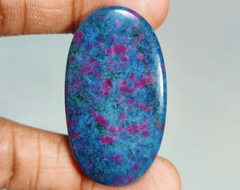 Natural Ruby Kyanite Oval Shape Cabochon Gemstone : Loose Gemstones (45x25x5 mm 65 Ct. ) T-5630