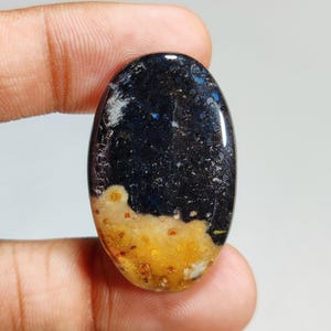 Ágata de raíz de palma natural, cabujón ovalado, piedra preciosa suelta para la fabricación de joyas, parte posterior plana, 39 ct. 37 x 23 x 6 mm T-2408