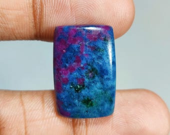 Natural Ruby Kyanite Radiant Shape Cabochon Gemstone : Loose Gemstones (23x16x5 mm 27 Ct. ) T-5655